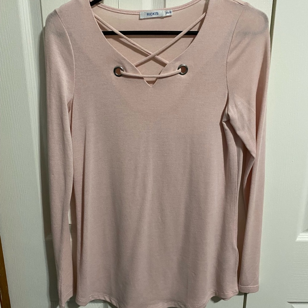 Ricki's Pink Tie Front Blouse